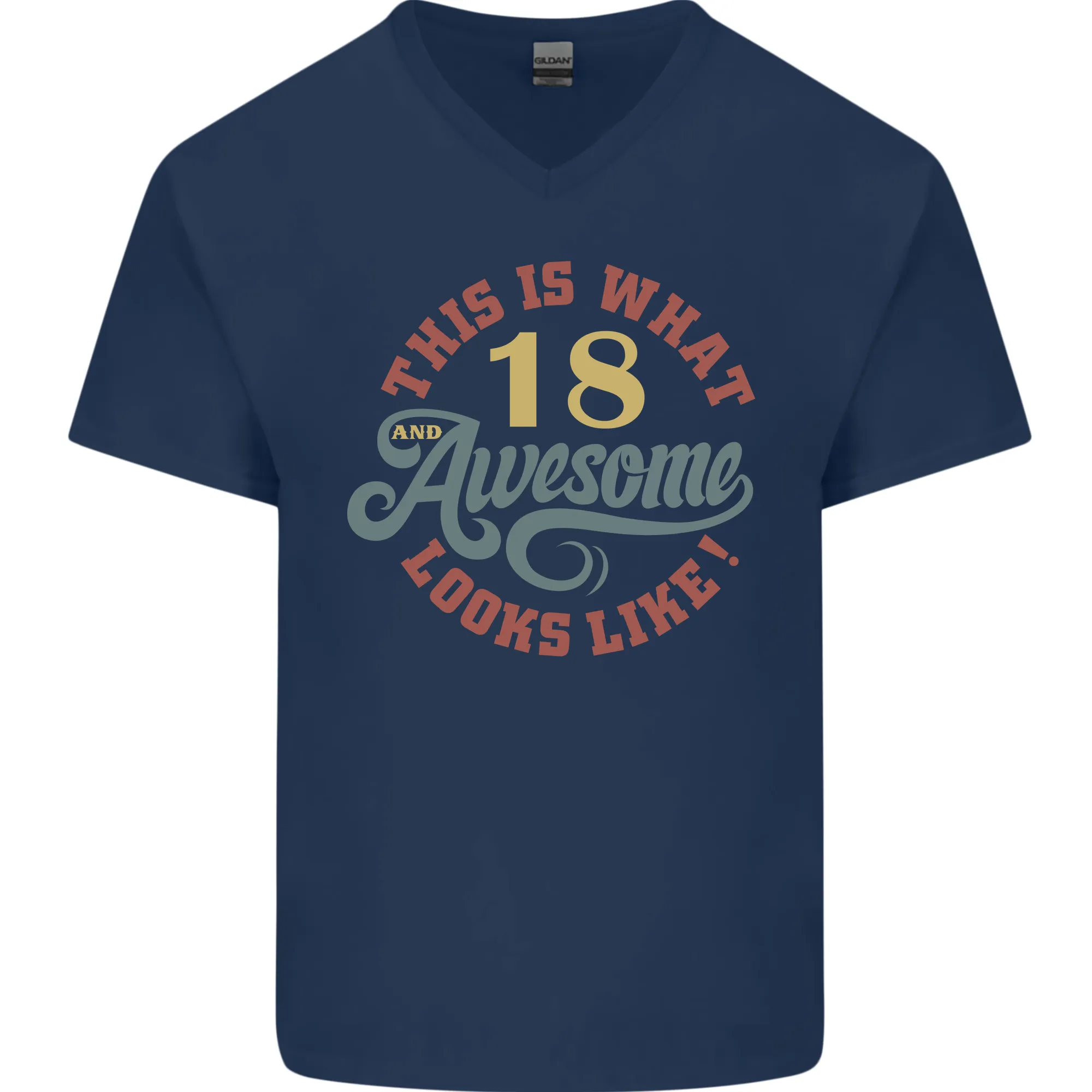 18th Birthday 80 Year Old Awesome Looks Like Mens V-Neck Cotton T-Shirt