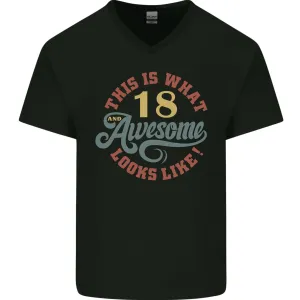 18th Birthday 80 Year Old Awesome Looks Like Mens V-Neck Cotton T-Shirt