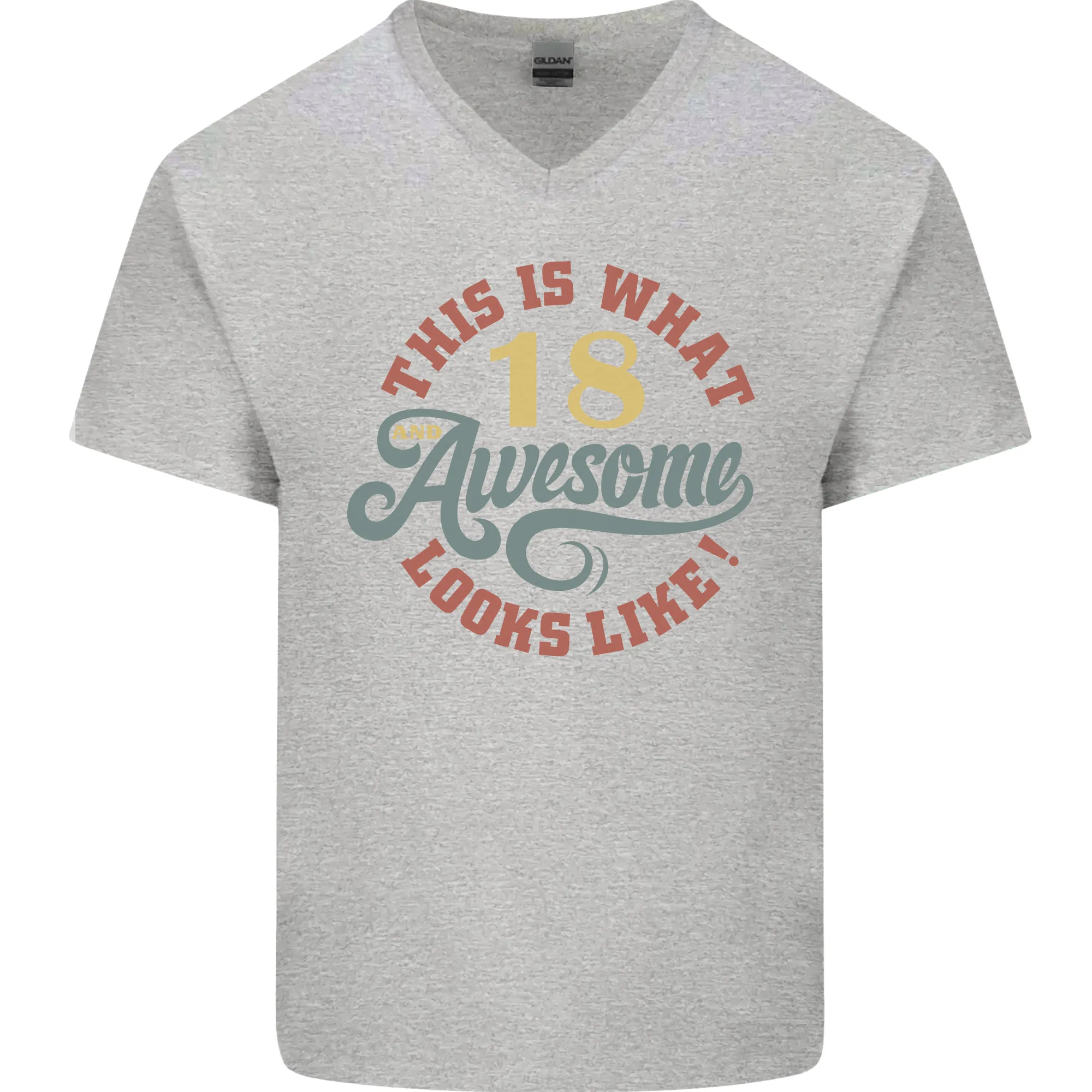 18th Birthday 80 Year Old Awesome Looks Like Mens V-Neck Cotton T-Shirt