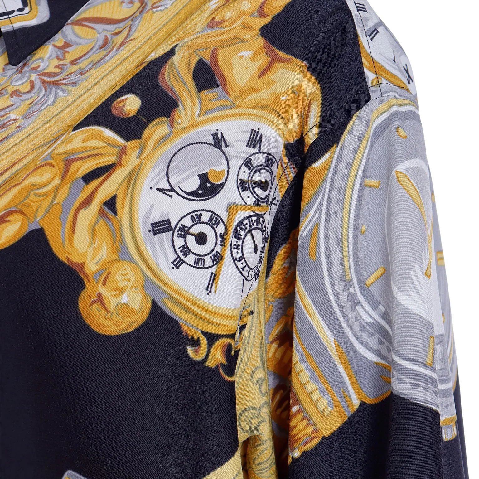 1987 Moschino Milano Vintage Clock Watch Novelty Print Oversized Shirt