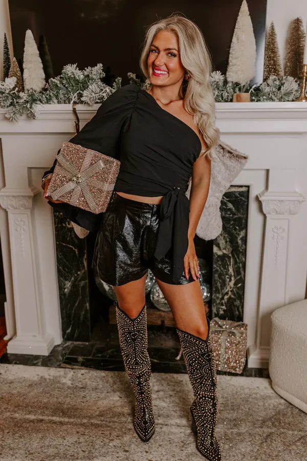 After Hours Party One Shoulder Top in Black