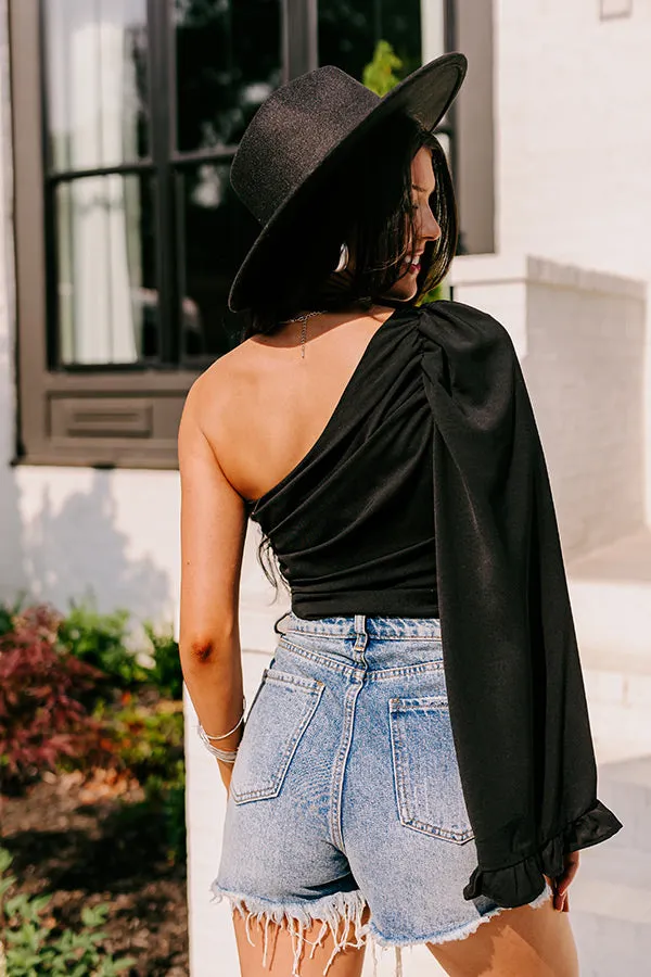 After Hours Party One Shoulder Top in Black