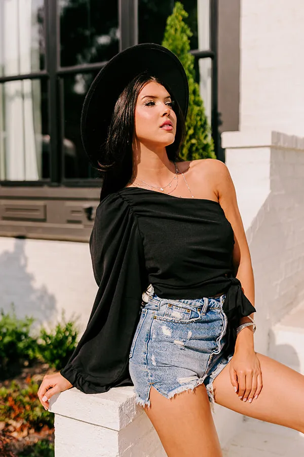 After Hours Party One Shoulder Top in Black