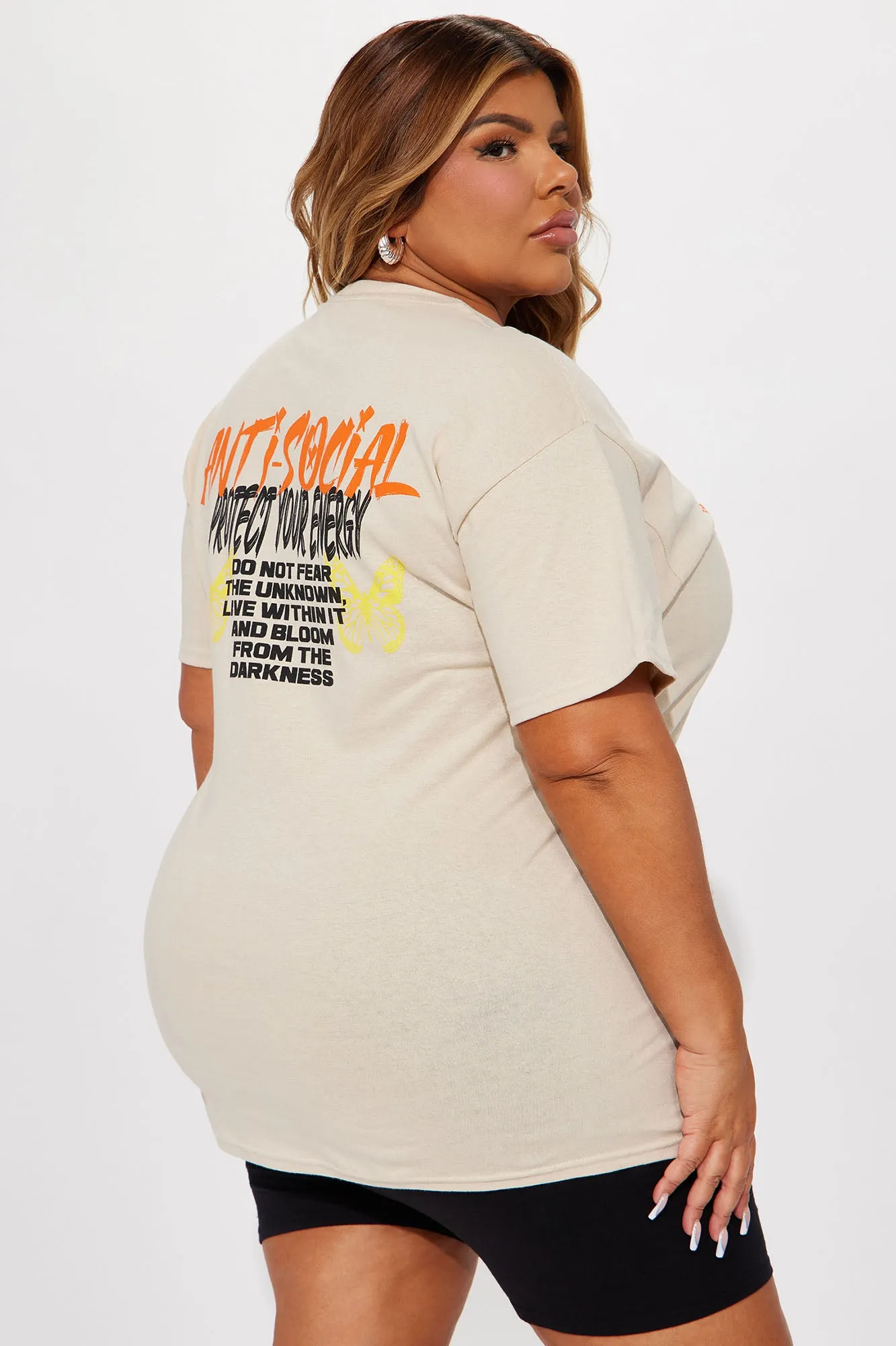 Anti Social Energy Graphic Tee - Sand