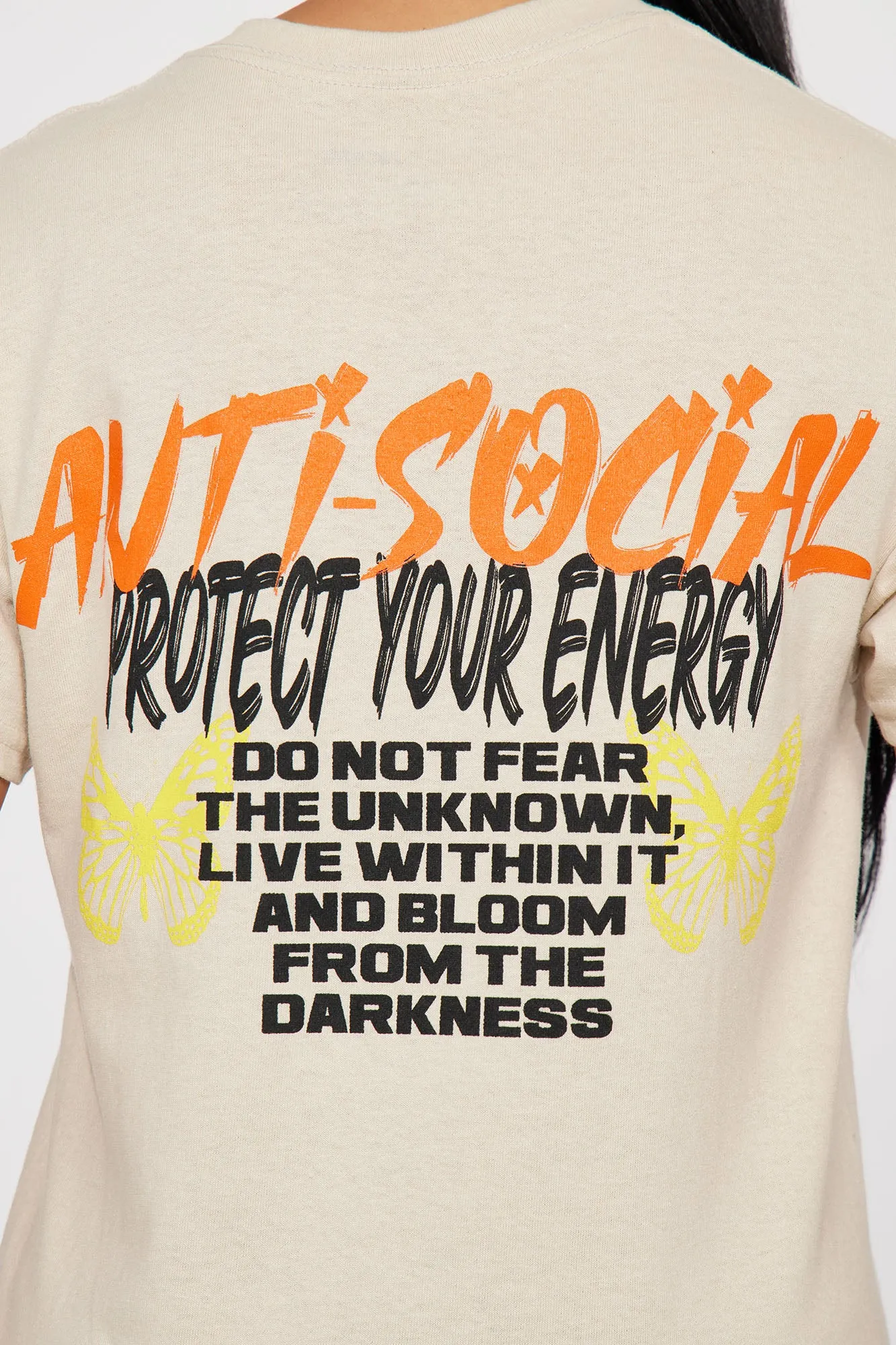 Anti Social Energy Graphic Tee - Sand