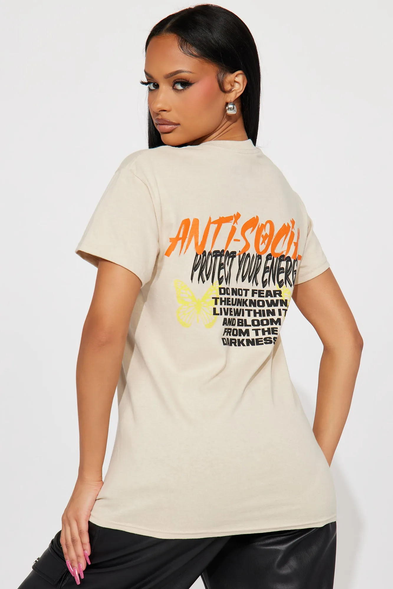 Anti Social Energy Graphic Tee - Sand