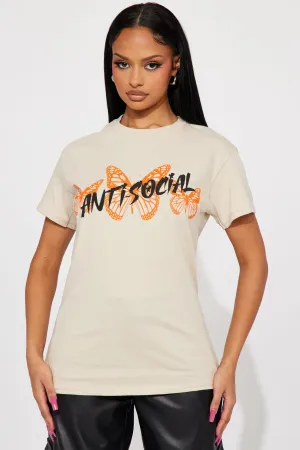 Anti Social Energy Graphic Tee - Sand