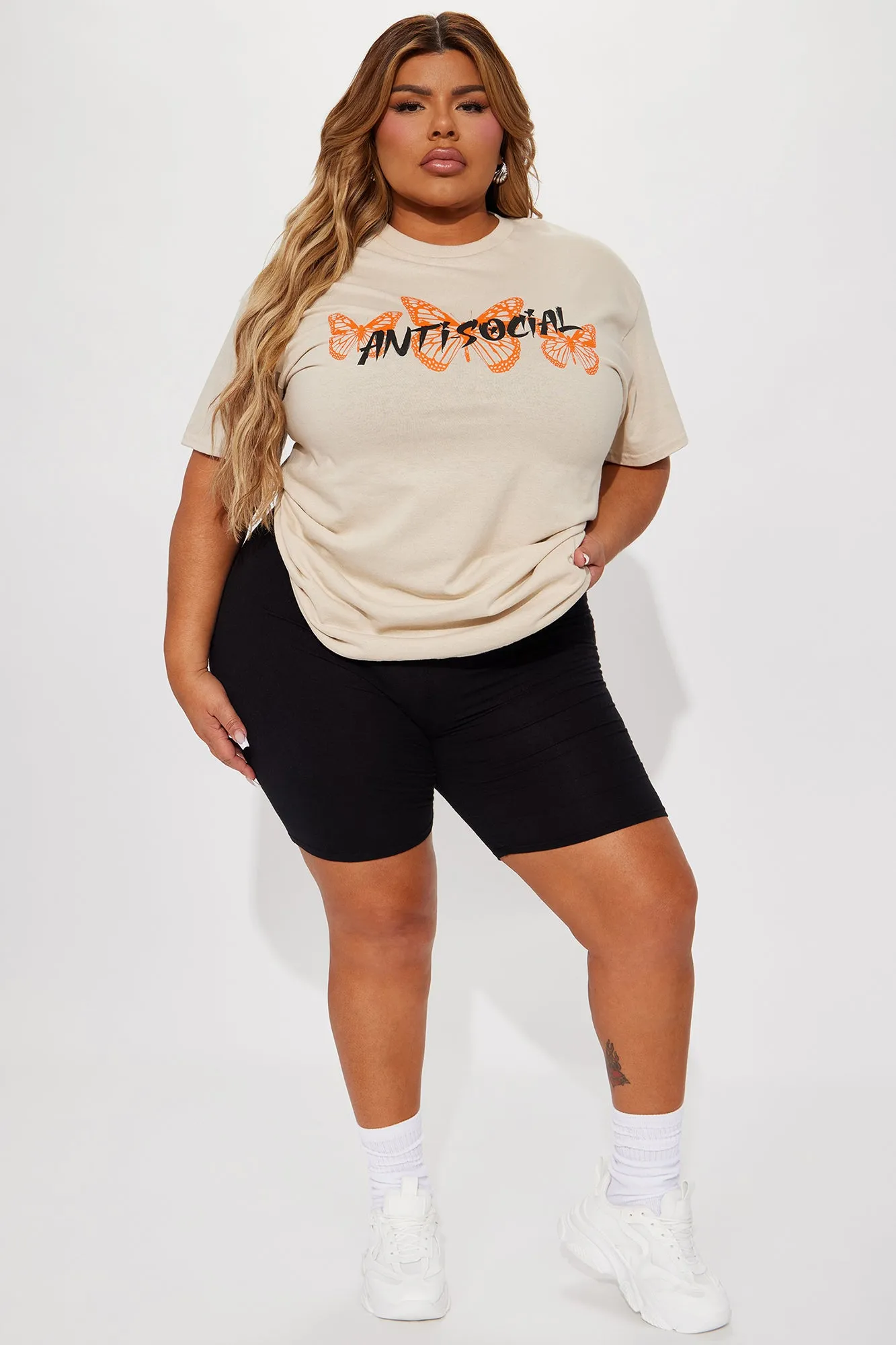 Anti Social Energy Graphic Tee - Sand