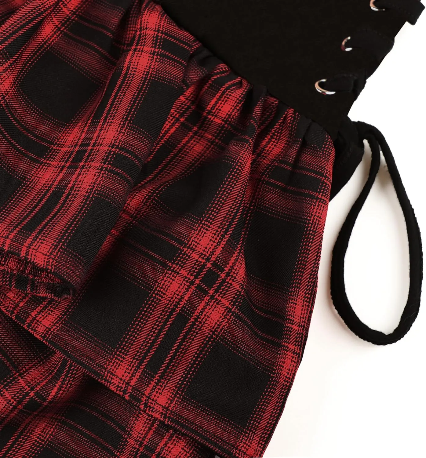 AULKEEP Womens Lace Up Skirts Goth Ruffle Mini Skirt Y2k Black High Waist Skirt Summer Punk Short Skirts