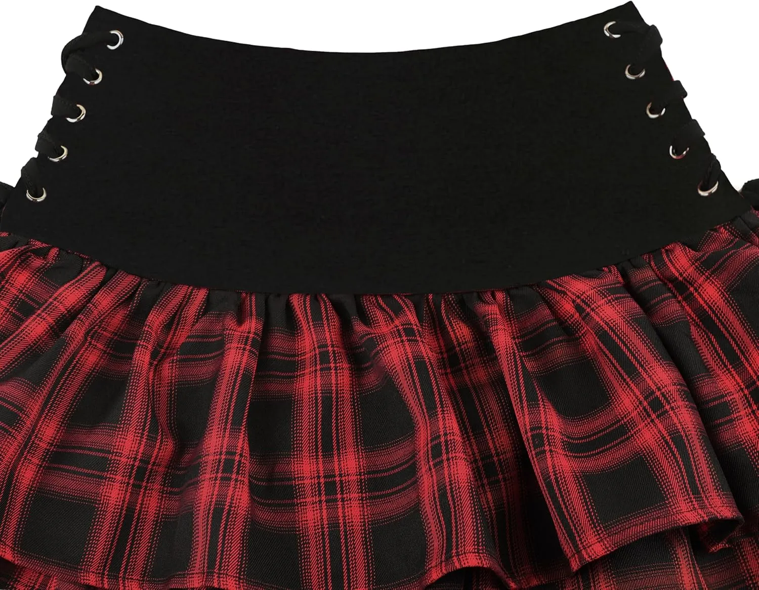 AULKEEP Womens Lace Up Skirts Goth Ruffle Mini Skirt Y2k Black High Waist Skirt Summer Punk Short Skirts