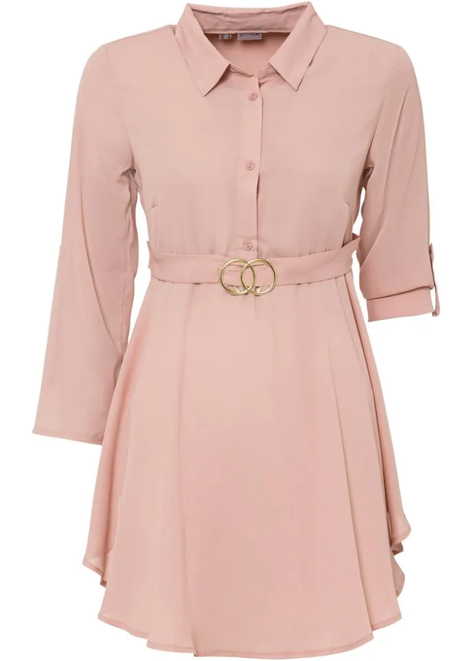 Bodyflirt Recycled Polyester Belted Long Blouse, Pink