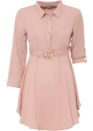 Bodyflirt Recycled Polyester Belted Long Blouse, Pink