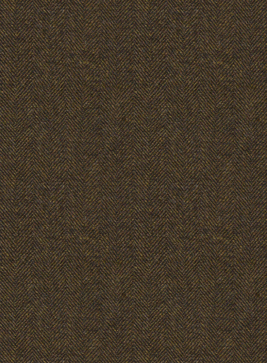 Bottle Brown Herringbone Tweed Pants
