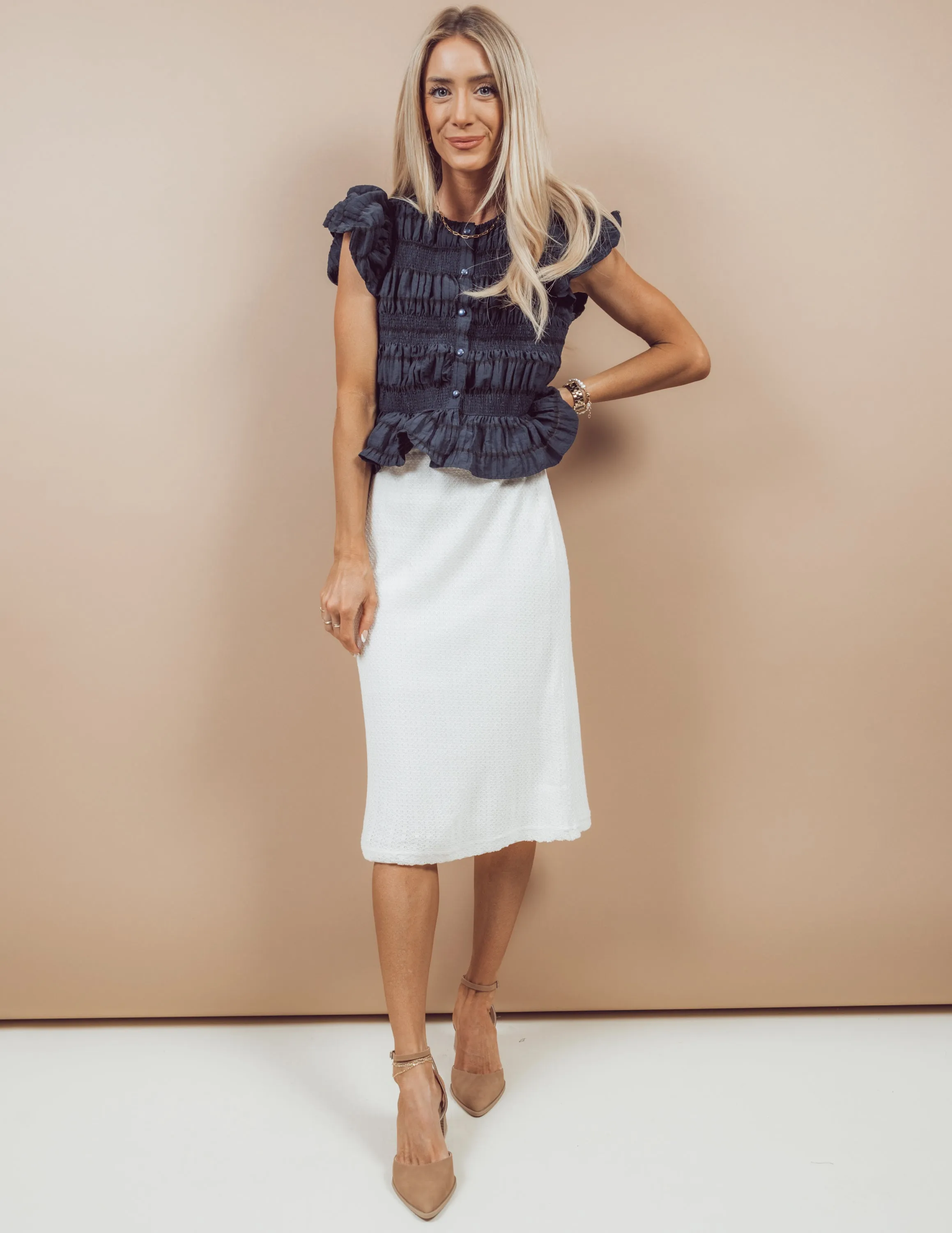 Callie Textured Midi Skirt