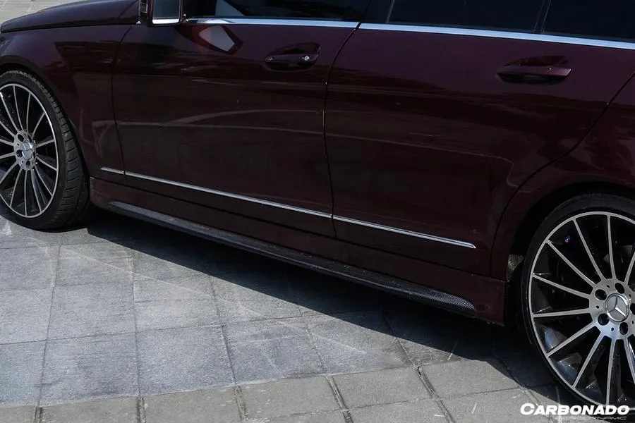 Carbonado 2008-2014 Mercedes-Benz C-Class W204 Sedan P Style Side Skirts