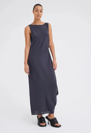 Cloe Silk Maxi Dress in Steelo Grey