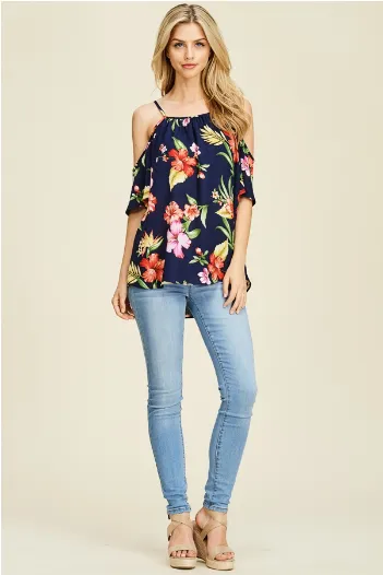 Cold Shoulder Floral Top