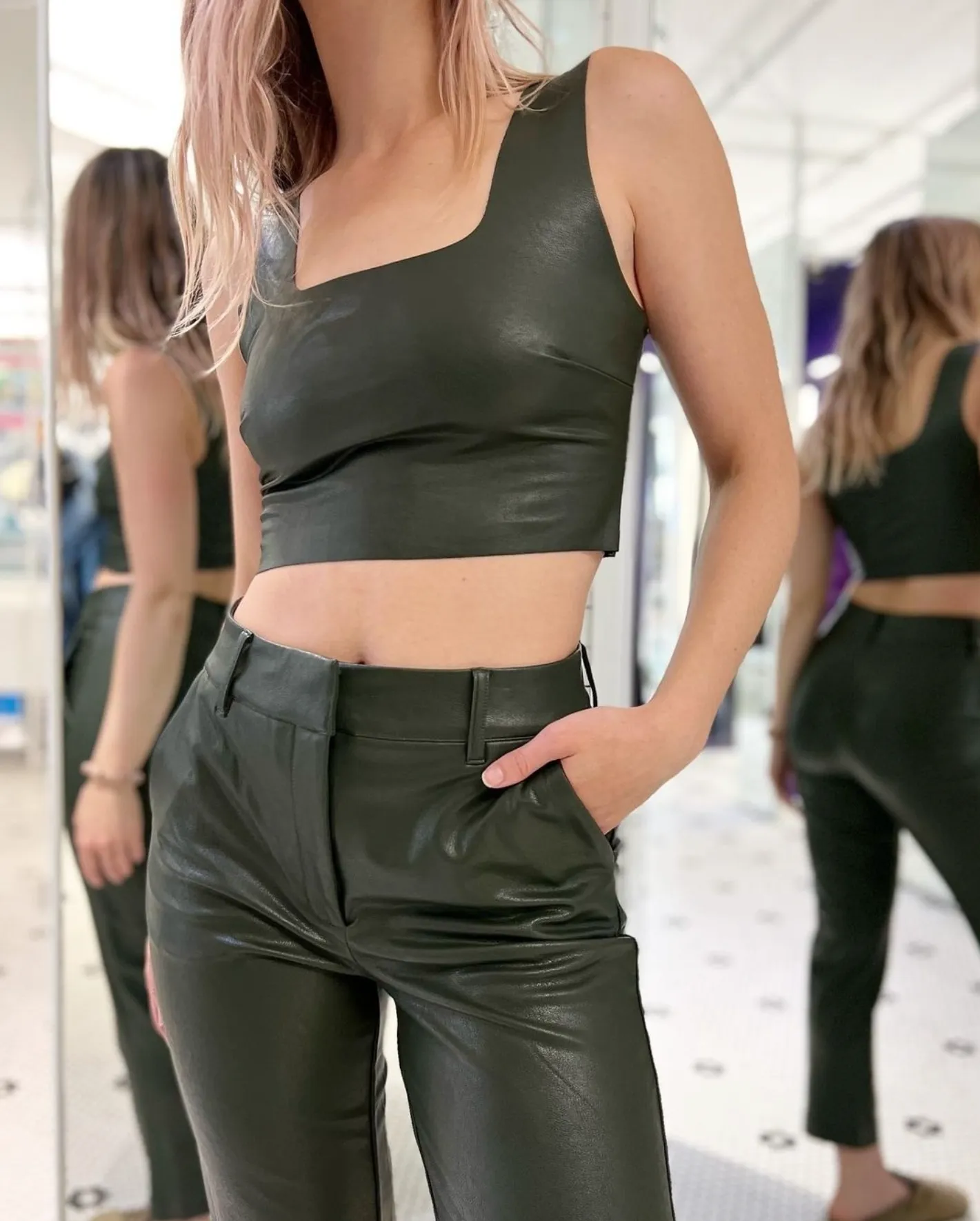 Commando Faux Leather Five Pocket Pant in Black