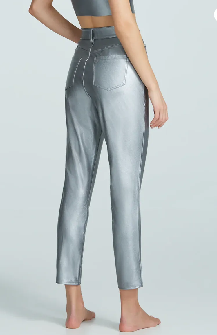 Commando Faux Leather Five Pocket Pant in Platinum