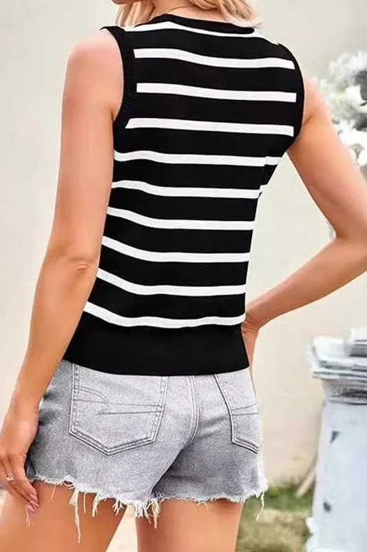 Day of Shopping V Neck Black Vest Top