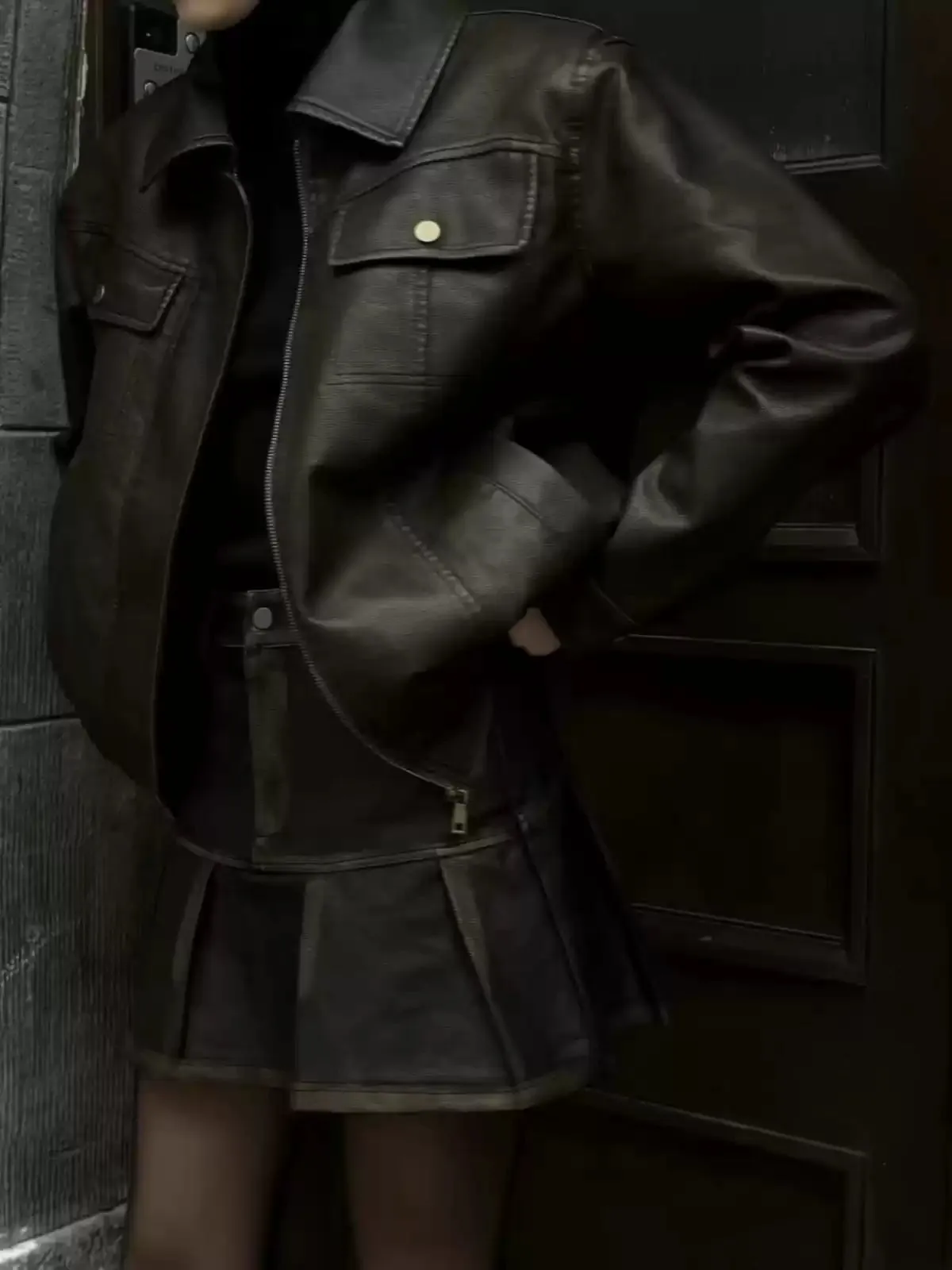 Fashionkova Renna Vintage Faux Leather Jacket