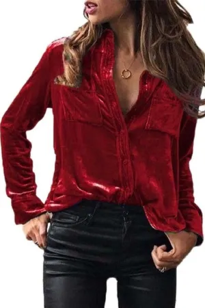 Feels Like Love Wine Velvet Blouse