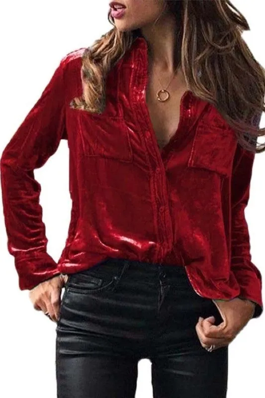 Feels Like Love Wine Velvet Blouse