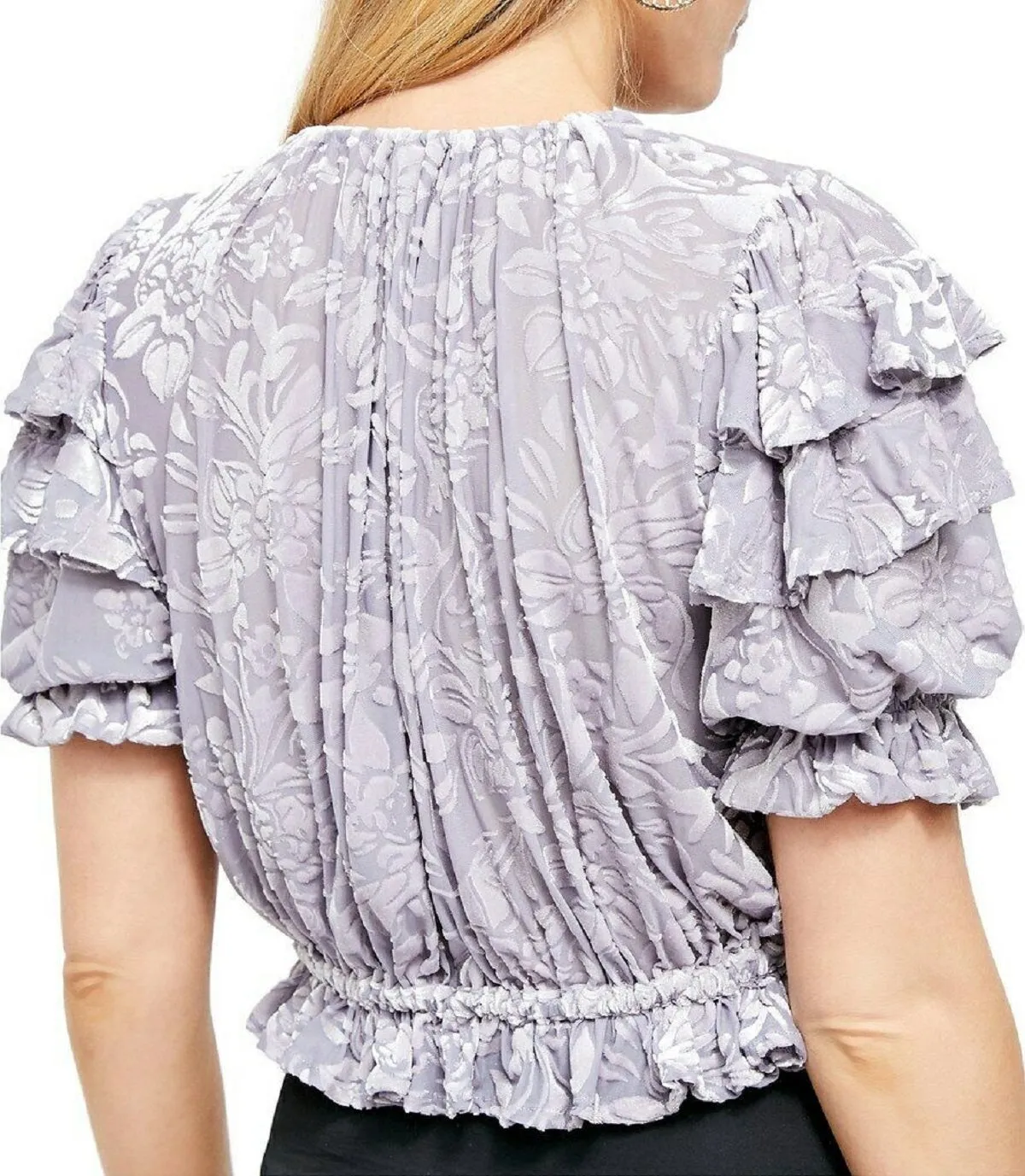 Free People Women's Velveteen Dreams Velvet Crop Top, Silver Mauve, S