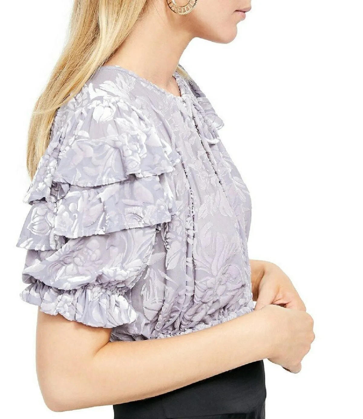 Free People Women's Velveteen Dreams Velvet Crop Top, Silver Mauve, S