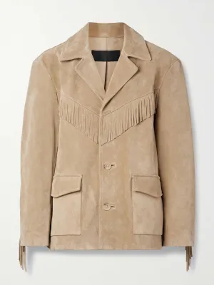 Fringed oversized suede jacket