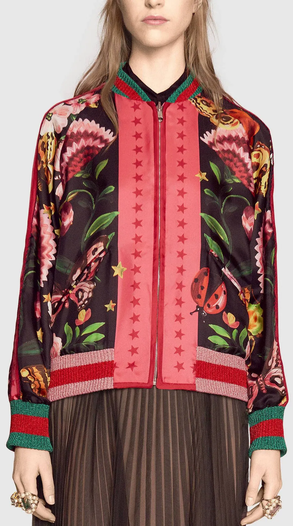 Garden Exclusive Printed Bomber Jacket- Multi Colored