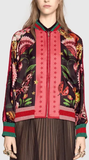 Garden Exclusive Printed Bomber Jacket- Multi Colored
