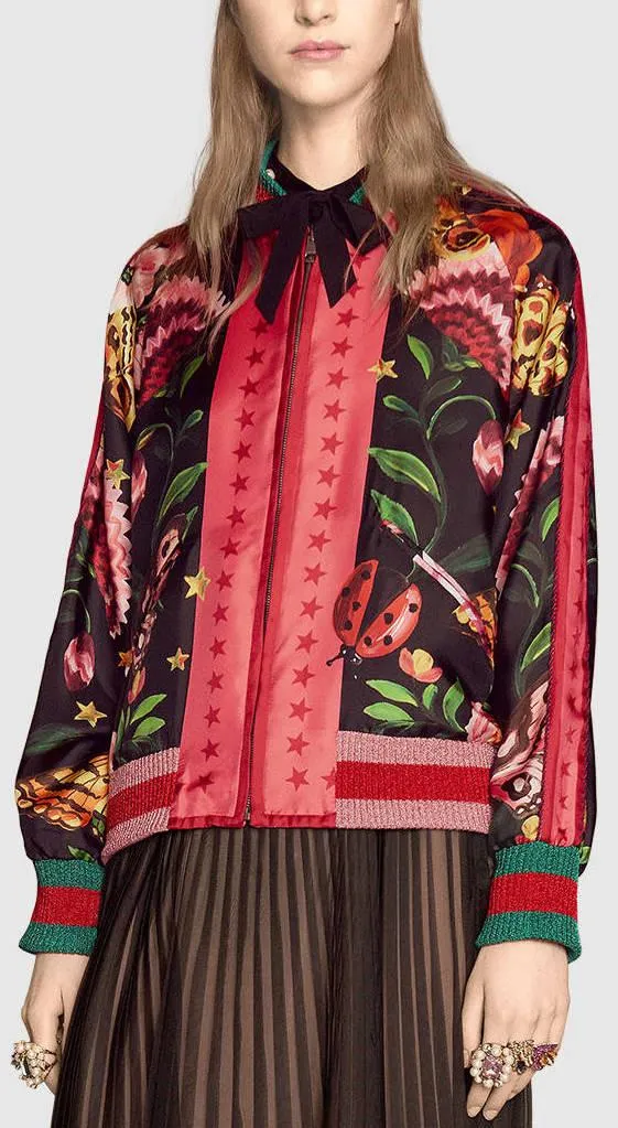 Garden Exclusive Printed Bomber Jacket- Multi Colored