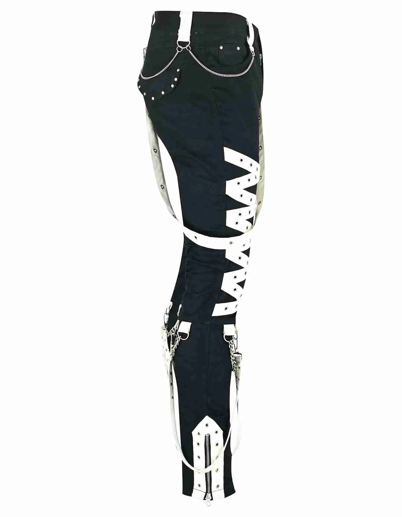 Goth Babe Black & White Straps Pant