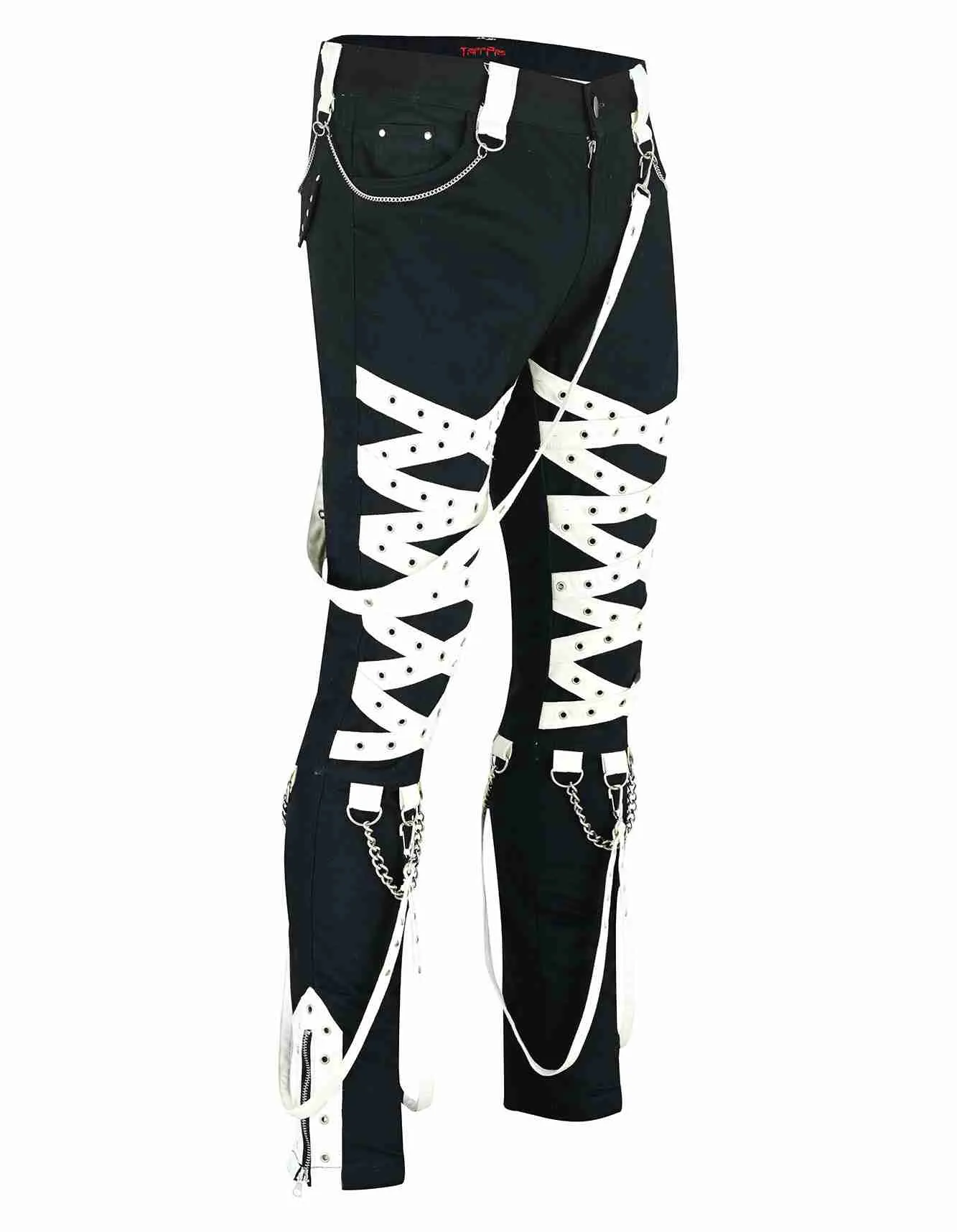 Goth Babe Black & White Straps Pant