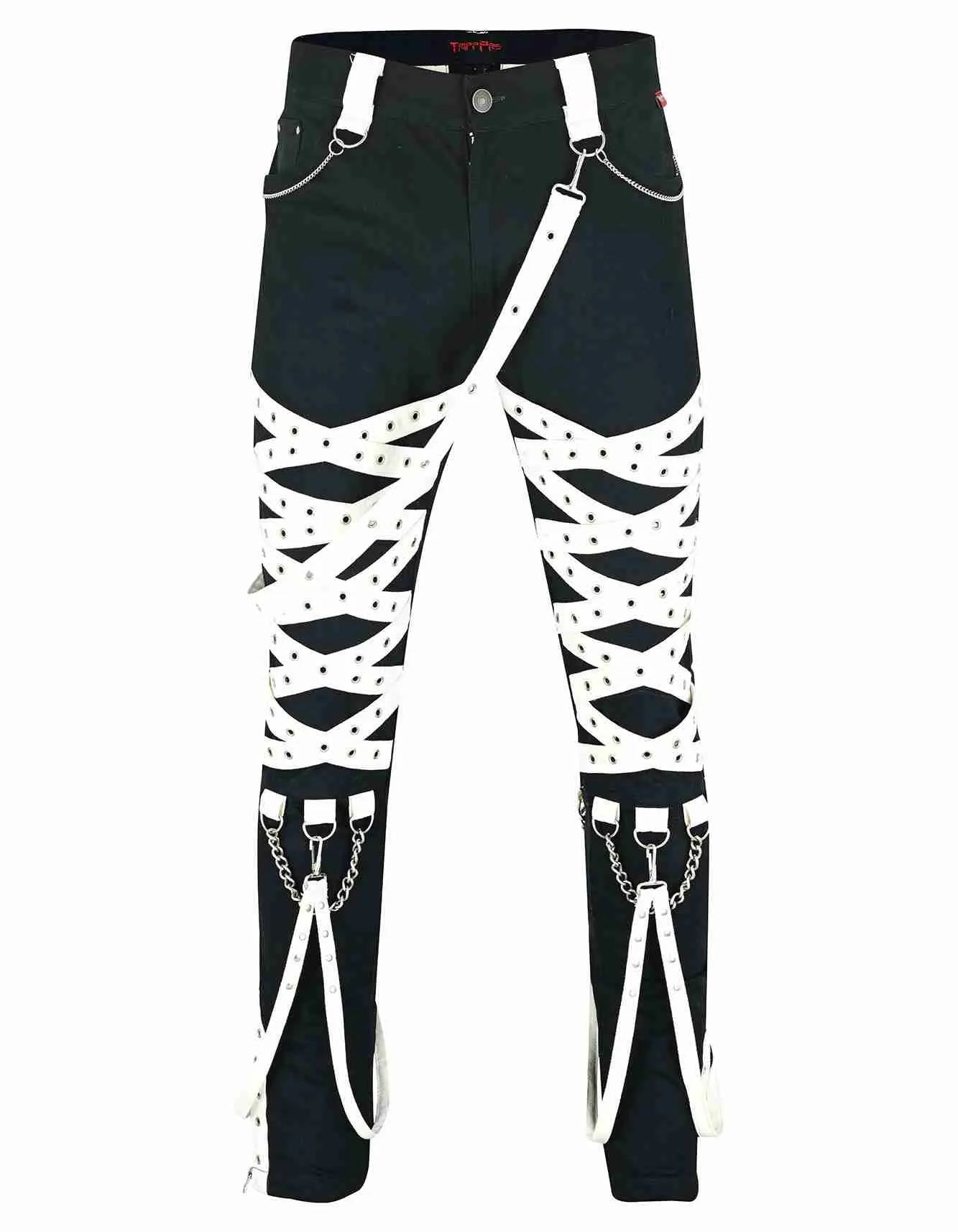 Goth Babe Black & White Straps Pant
