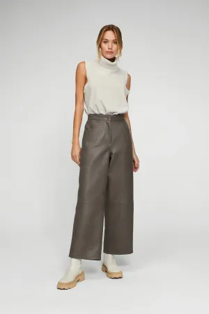 Grey Leather Pant