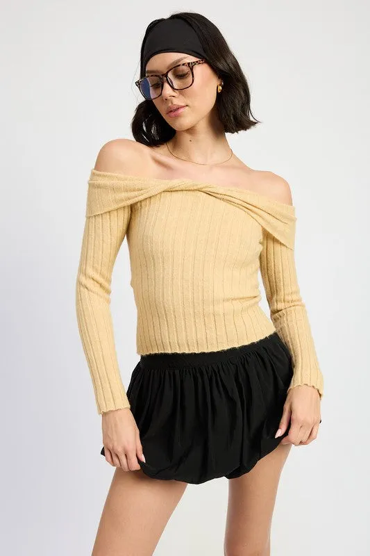 Hot Girl Bare Intentions Off Shoulder Open Back Sweater