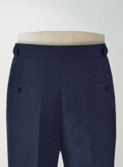 Indigo Blue Highland Flannel Wool Trousers