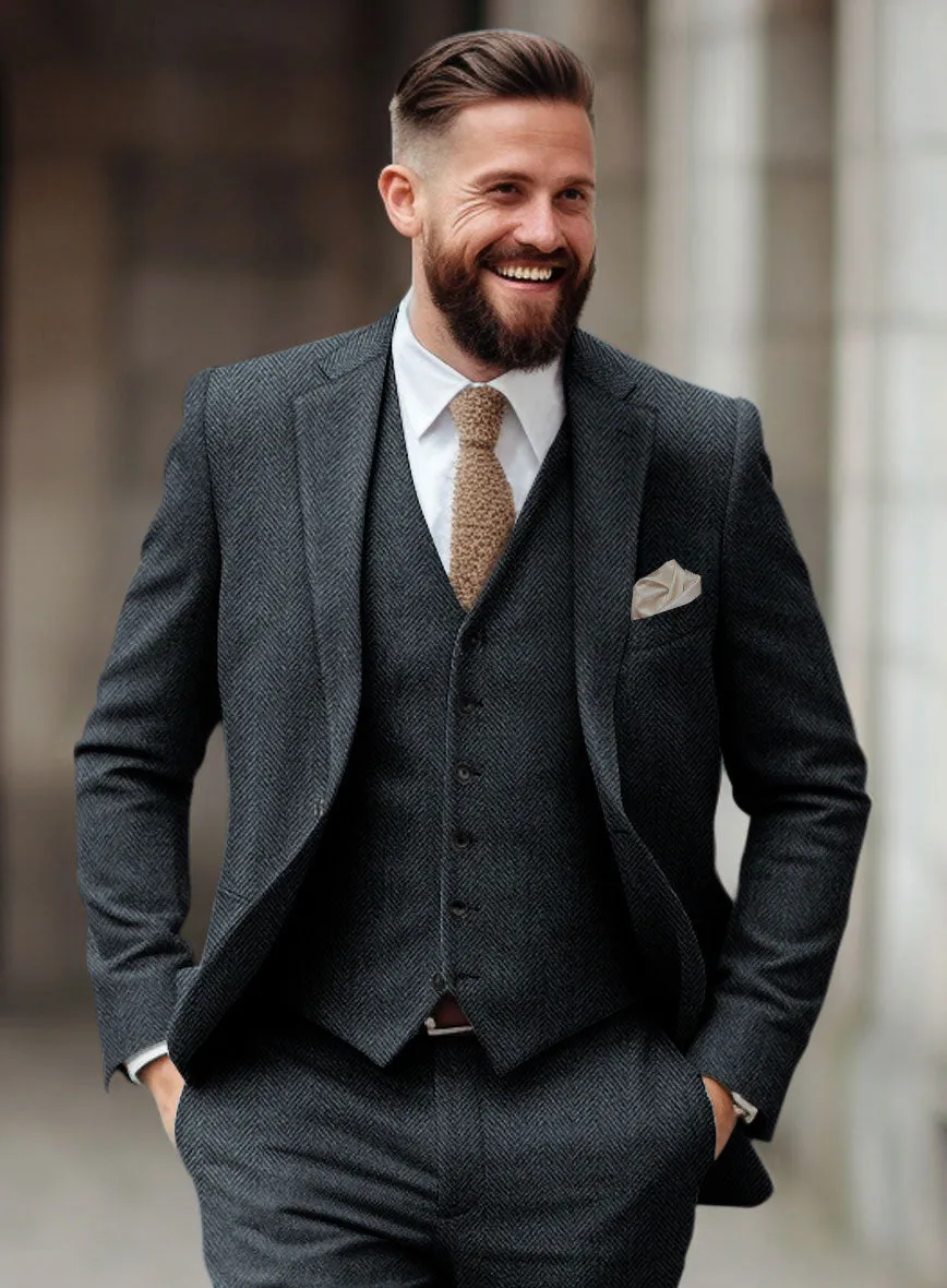 Italian Highlander Blue Herringbone Tweed Jacket