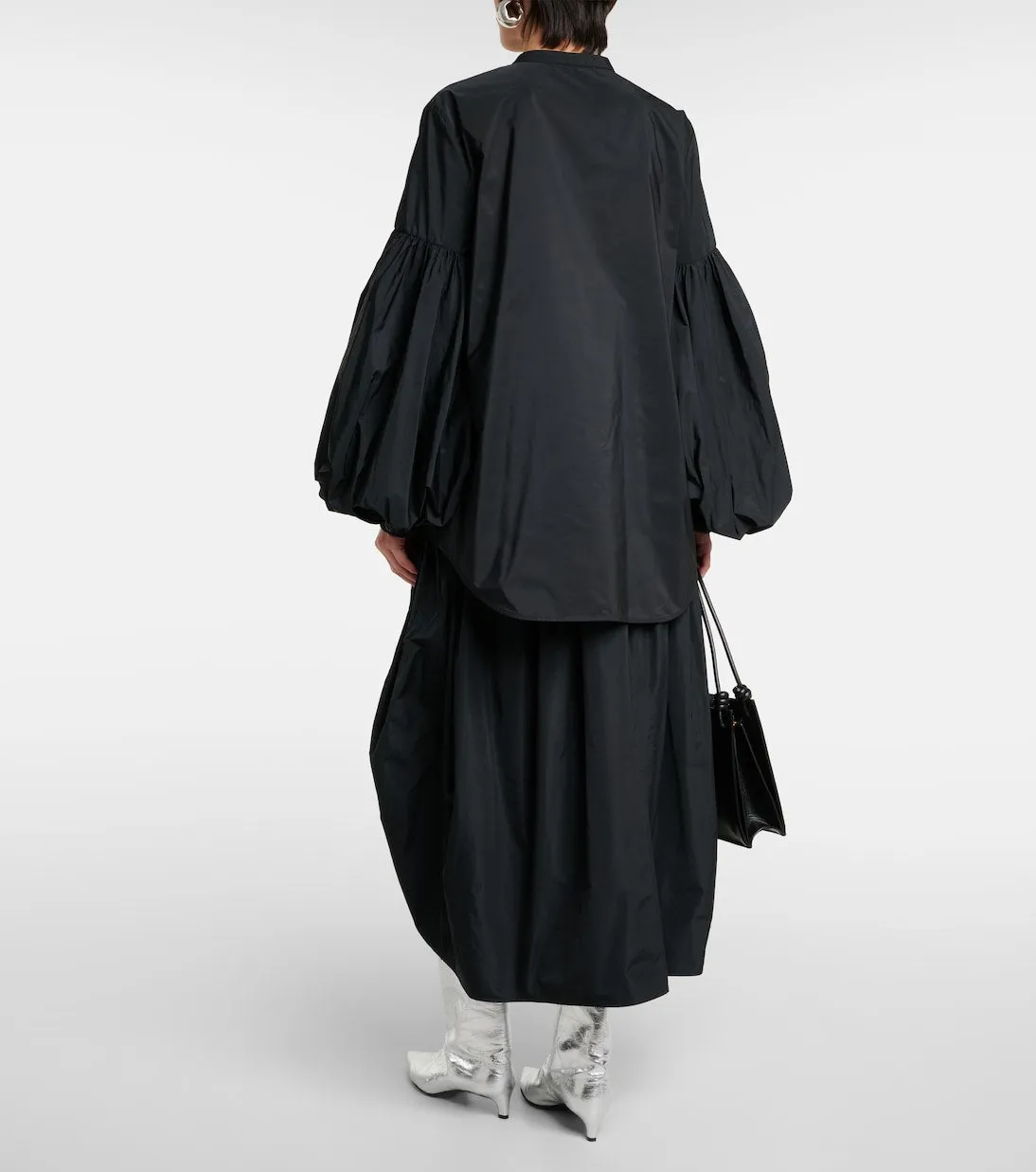 Jil Sander puff sleeve blouse, black