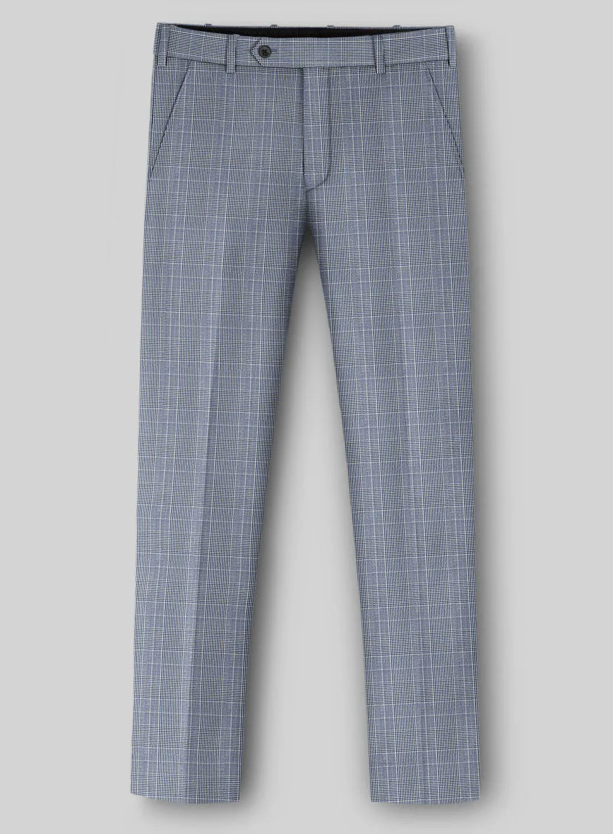 Napolean Canzo Glen Light Blue Wool Pants