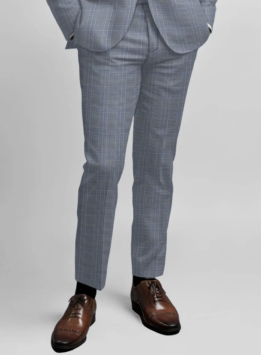 Napolean Canzo Glen Light Blue Wool Pants