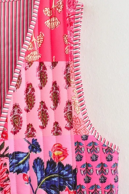 Patchwork Front Bow Quilted Vest