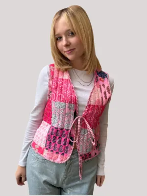 Patchwork Front Bow Quilted Vest