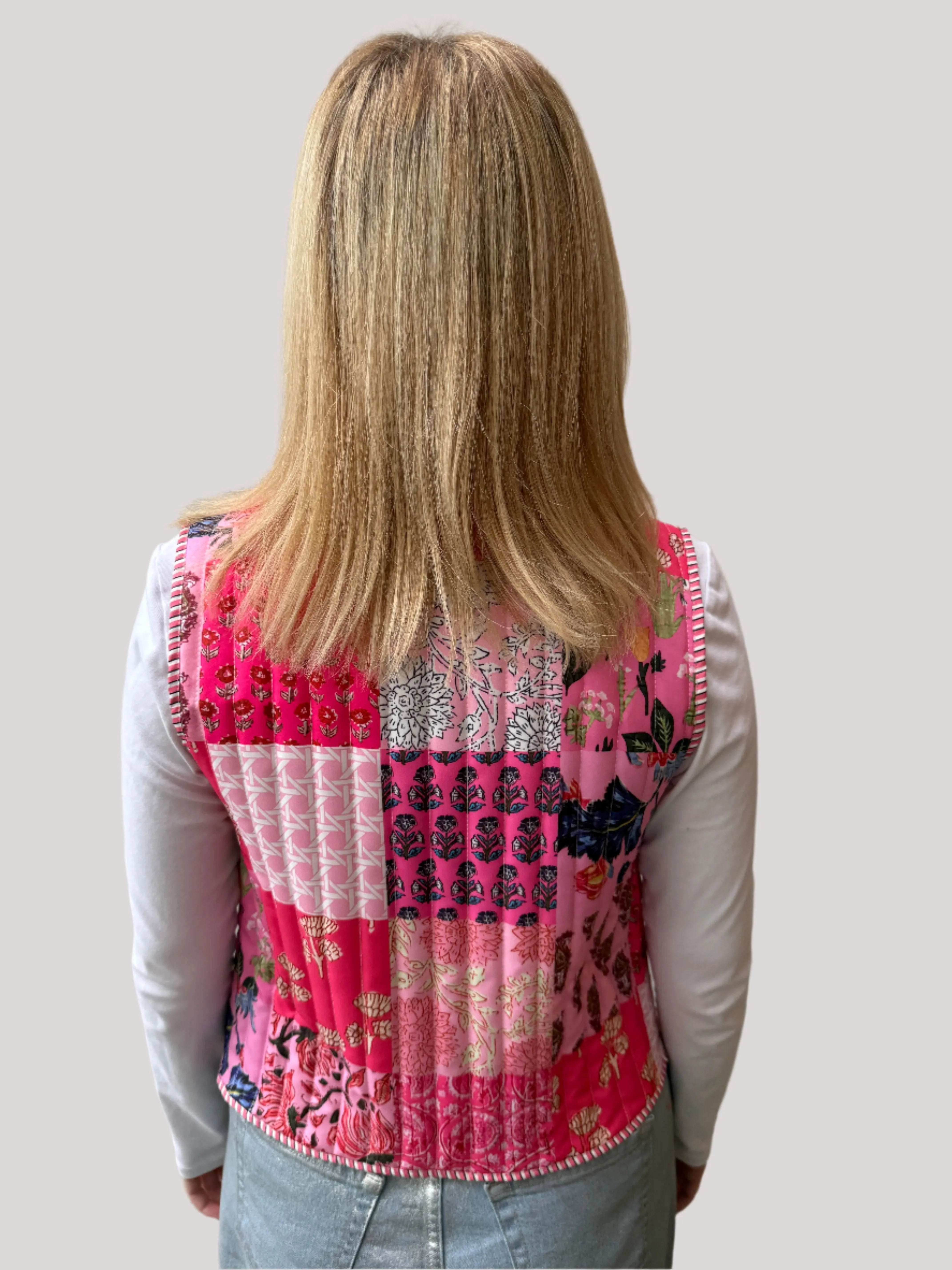 Patchwork Front Bow Quilted Vest