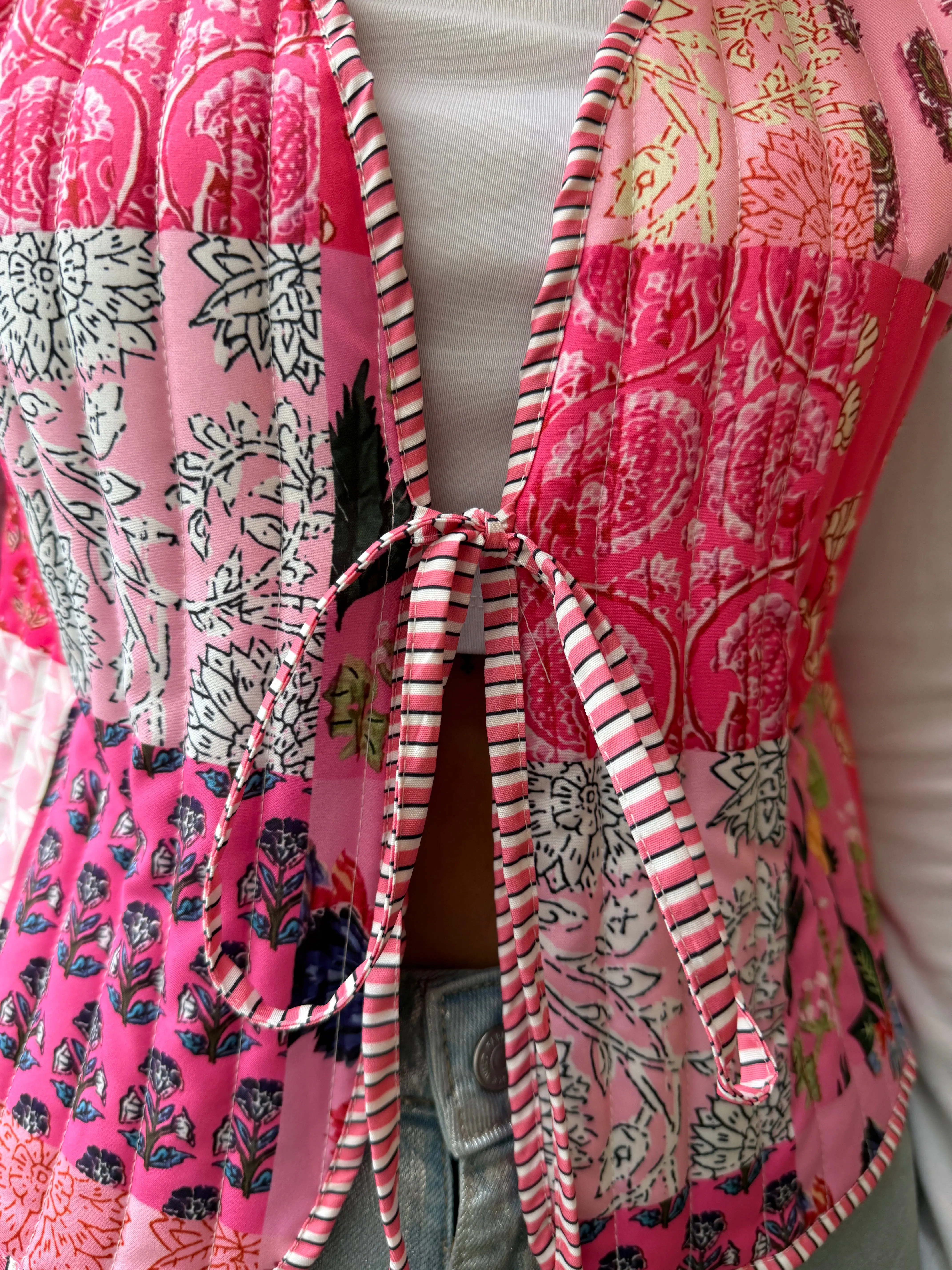 Patchwork Front Bow Quilted Vest
