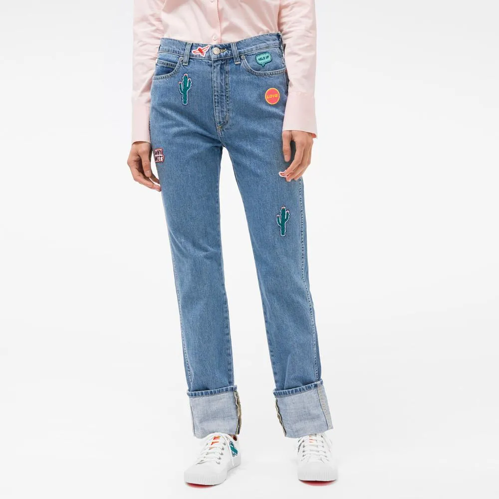 Paul Smith Jeans Straight-Leg Turn-Up With Embroidered Patches | JEANS