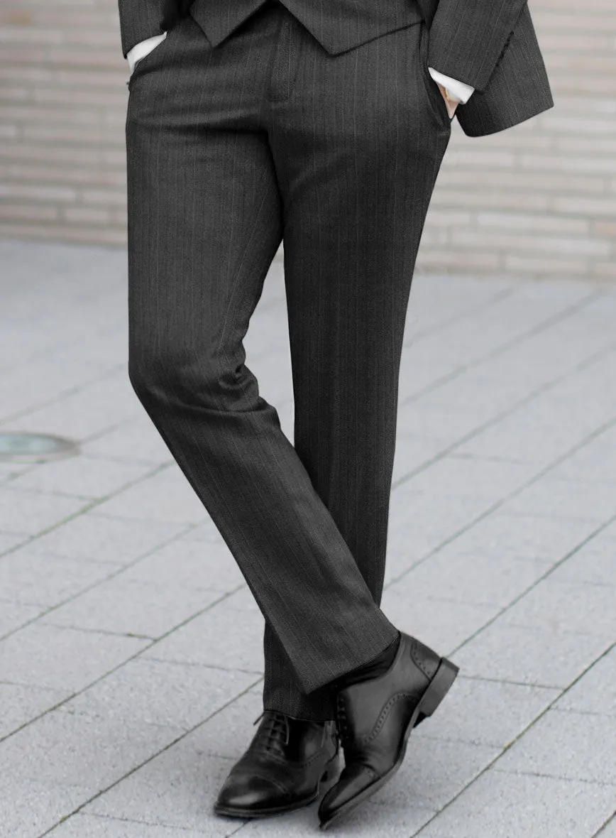Reda Cashmere Gray Stripe Wool Pants