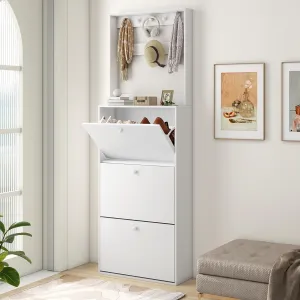 relaxed Shoe Rack, 3 Tier Shoe Storage Cabinet , Freestanding Tipping Shoe Shelves Organizer